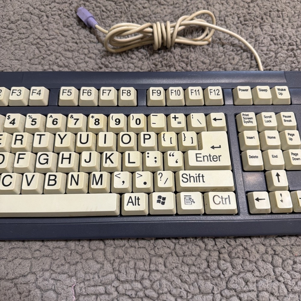Computer Keyboard Easy To Read PS/2 Windows Mac Large Font Visibility Learn - Picture 3 of 6